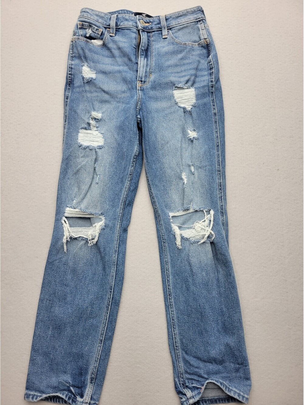 Hollister Women's Jeans Size 4 Blue Mom Medium Wash Ripped Vintage Stretch